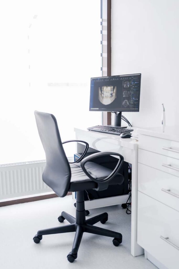 Dental chair and other accessories during Modern dental practice